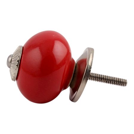 Solid Red Silver Fitting Ceramic Cabinet Knob